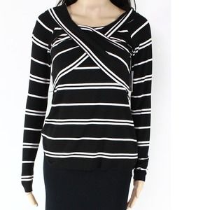 Bailey 44 Women's T-Shirt Black Size Medium M Long-Sleeve Striped